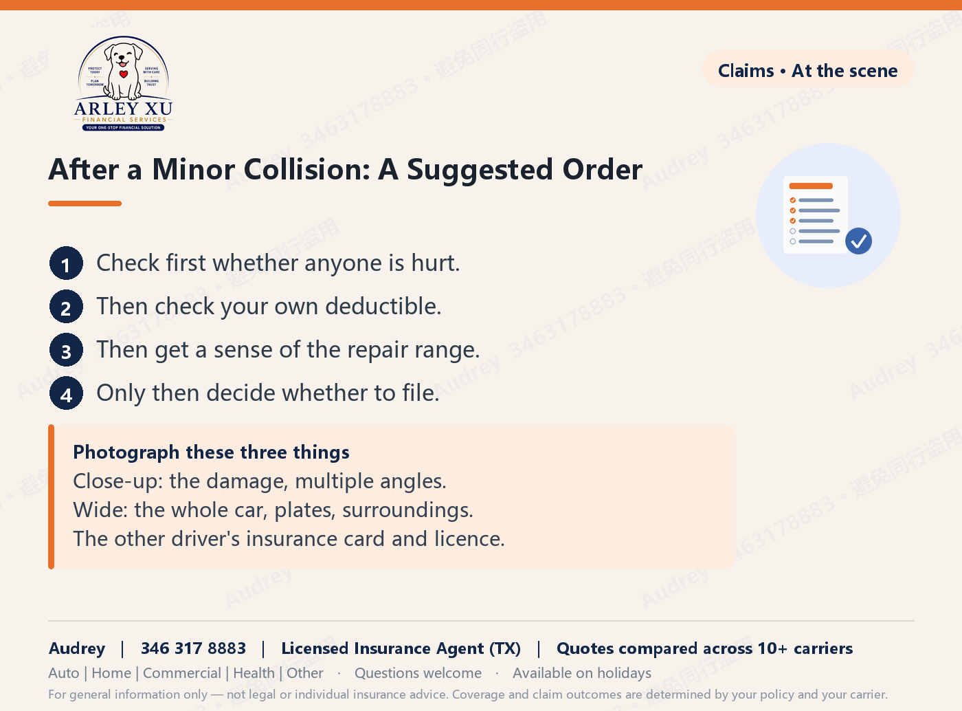 After a minor collision: a suggested order