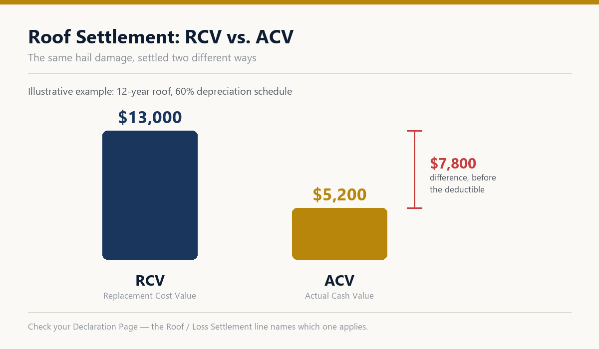 Comparison of roof settlement under RCV and ACV